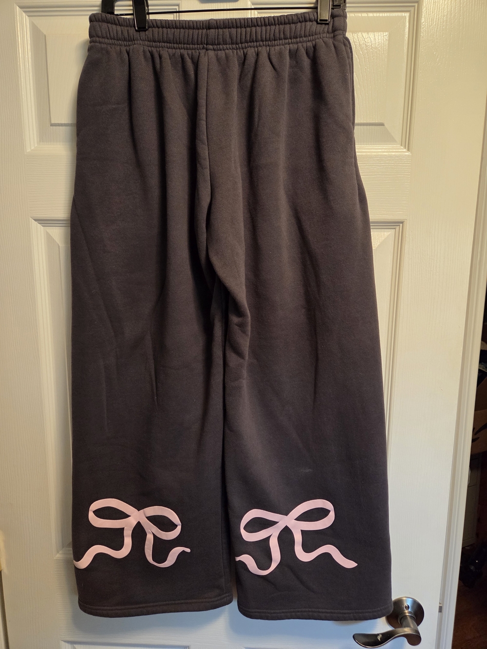 Ediketed Charcoal Gray Bonney Bow Detail Wide Leg Sweatpants size medium